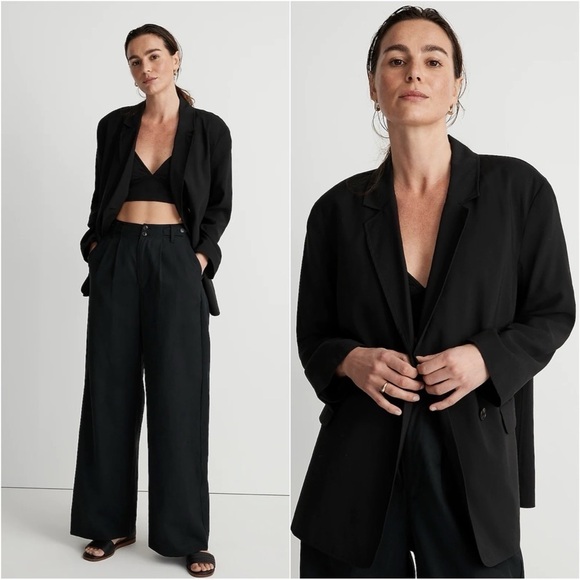 Madewell Jacket The Relaxed Blazer in Softdrape True Black M NWT New - Picture 1 of 12
